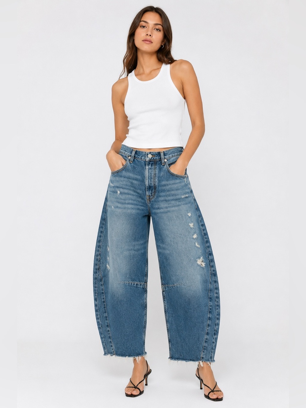 Citizens of Humanity Horseshoe Barrel Jeans Magnolia Distressed Size 28